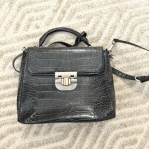 Gray Crocodile Print Crossbody